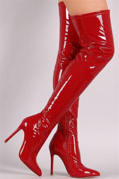 latex knee high boots